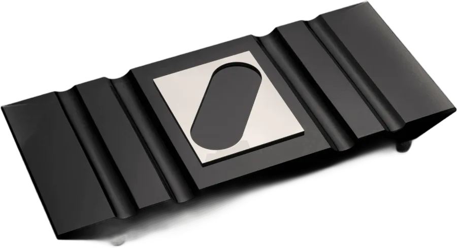 Cigar Board, Black, for four cigars, cigar board in black obsidian, chrome nickel-plated brass