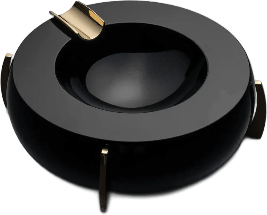 Dragon Ospreys, ashtray in black obsidian, 24k gold-plated brass